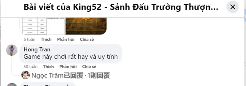 Đánh giá của người chơi Hong Tran về cổng game 